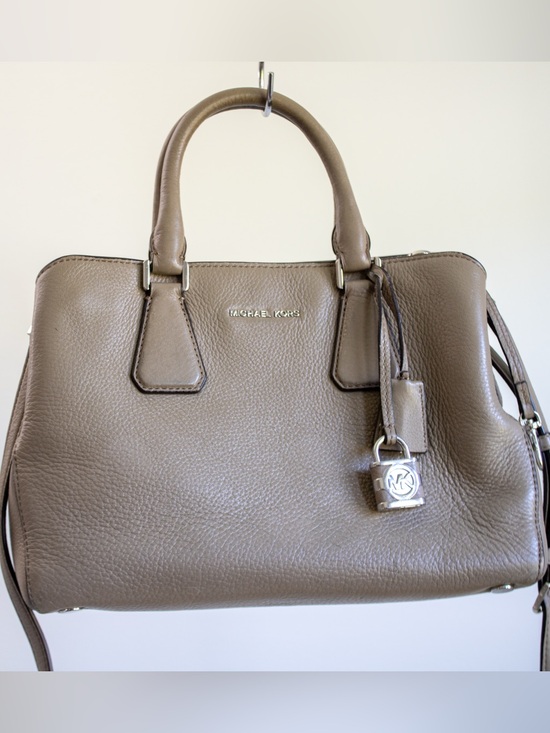 Michael Kors Handbags - Michael Kors Camille Satchel/Shoulder Pebbled Women’s Leather Bag in Cinder Gray